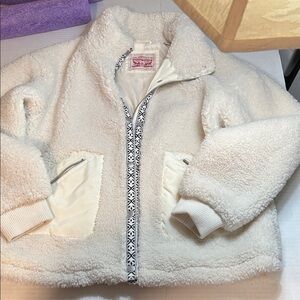 LEVI’S WOMENS SHERPA TEDDY FLEECE JACKET IN OFF WHITE SZ M